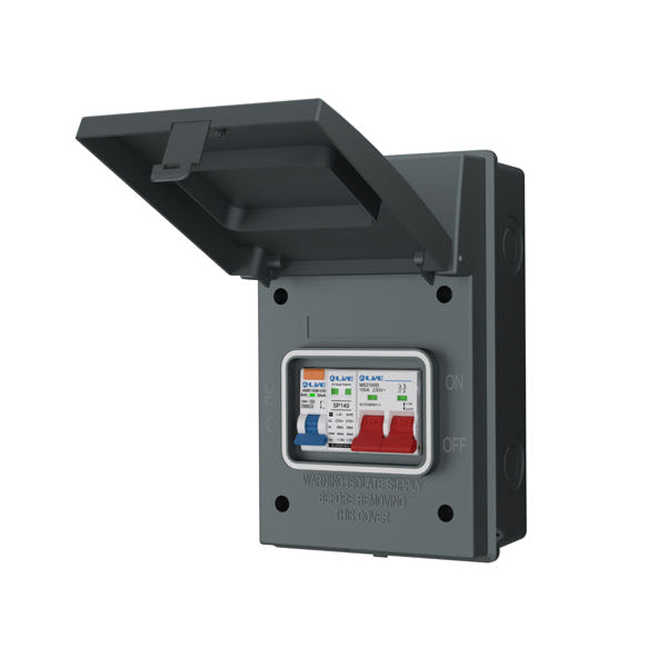 Live Electrical AGU4-SR/G 4 Way IP65 Grey Metal Garage/EV Charging Unit with 100A Main Switch, 40A Type A SP RCBO B Curve & 20/40kA DP Type 2 SPD