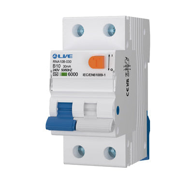 Live Electrical Double Pole 6kA B Curve 30mA Bidirectional RCBO Type A