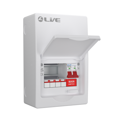 Live Electrical LSMC06/100 6 Module Metal Clad Consumer Unit c/w 100A Main Switch (4 Usable Way)
