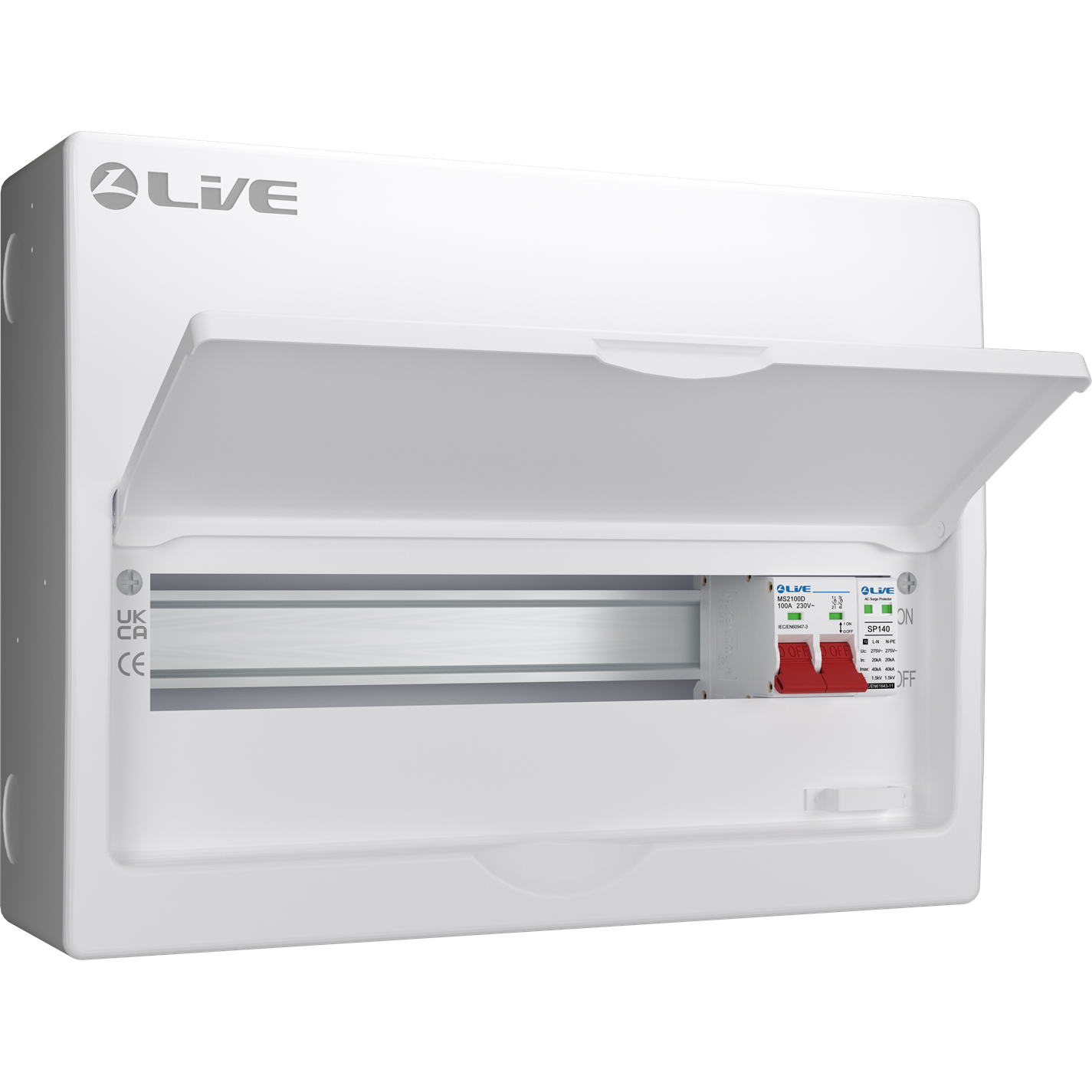 Live Electrical LSMC16S-SP 16 Module Metal SRN Consumer Unit with 100A Main Switch and SPD