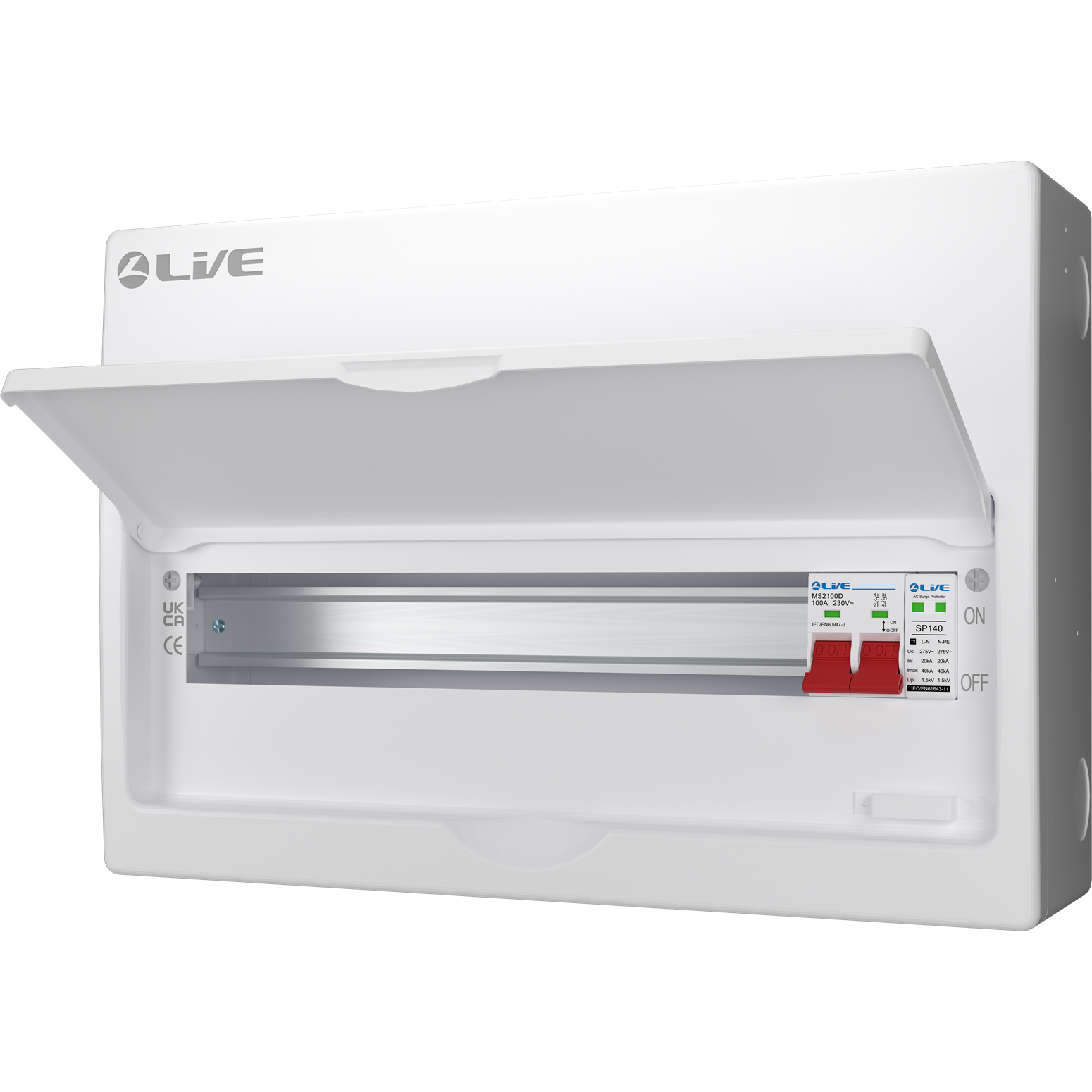 Live Electrical LSMC18S-SP 18 Module Metal SRN Consumer Unit with 100A Main Switch and SPD
