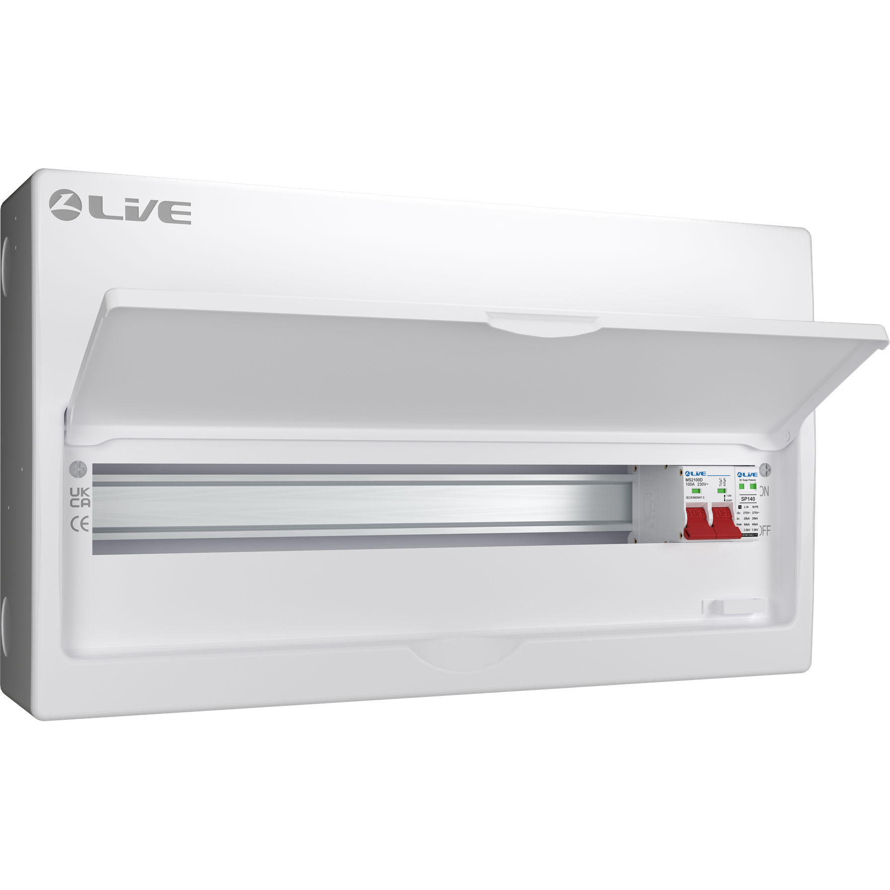 Live Electrical LSMC22S-SP 22 Module Metal SRN Consumer Unit with 100A Main Switch and SPD