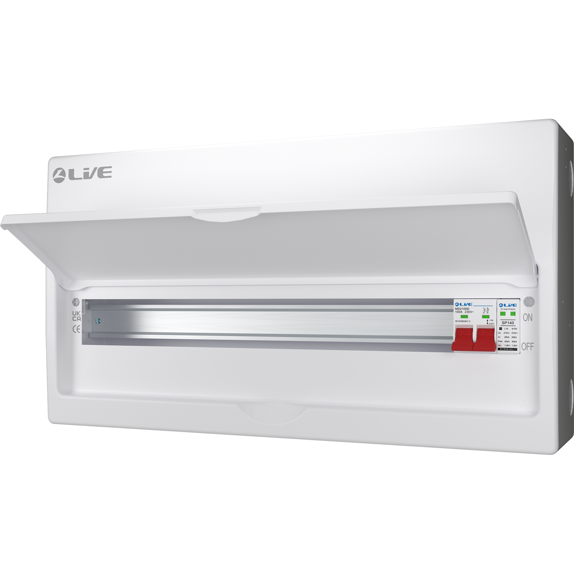 Live Electrical LSMC24S-SP 24 Module Metal SRN Consumer Unit with 100A Main Switch and SPD