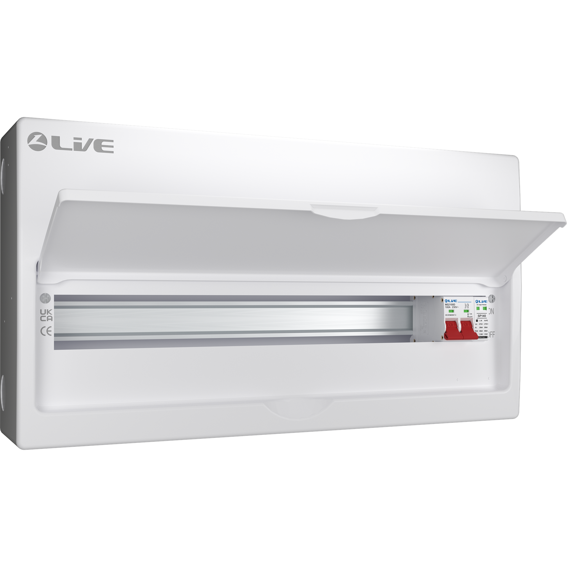 Live Electrical LSMC24S-SP 24 Module Metal SRN Consumer Unit with 100A Main Switch and SPD