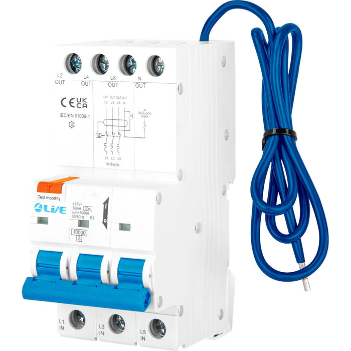 Live Electrical Three Phase 3P+N 10kA C Curve 10kA 30mA RCBO Type A