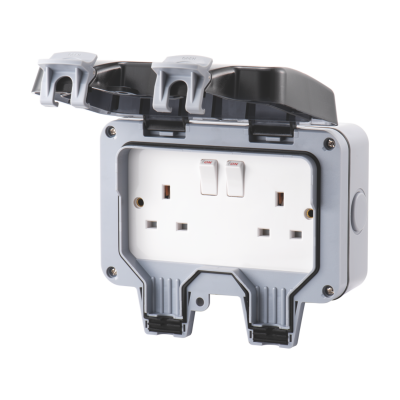 Live Electrical WP2G13A Weatherproof IP66 13A 2 Gang Switched Socket