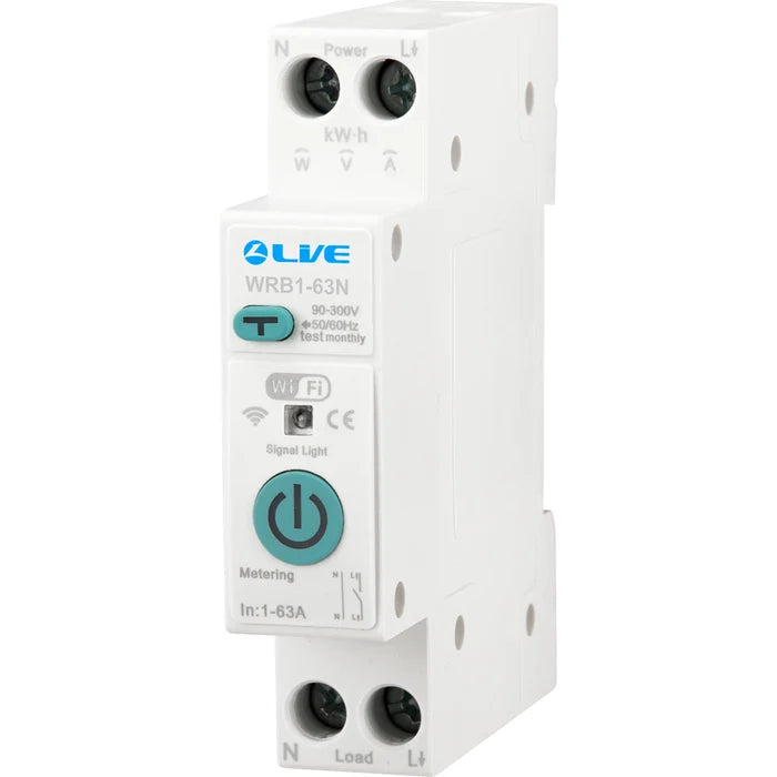 Live Electrical WRB1-63N 1P+N WiFi Metering Switch with RCD Protection 1-63A