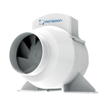 Monsoon UMD100TA Mixed Flow Inline Extractor Fan with Timer