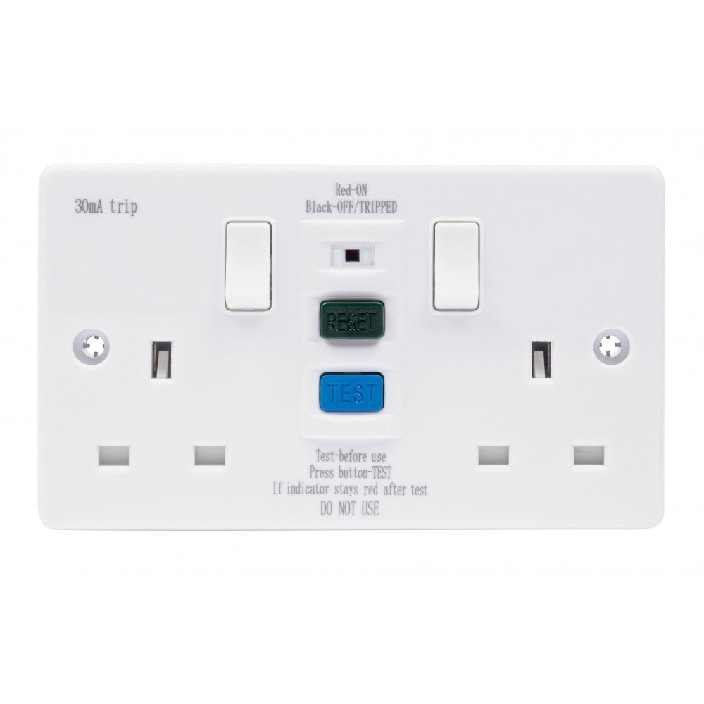 Niglon S132RCDW 2 Gang 13A RCD Protected Socket White