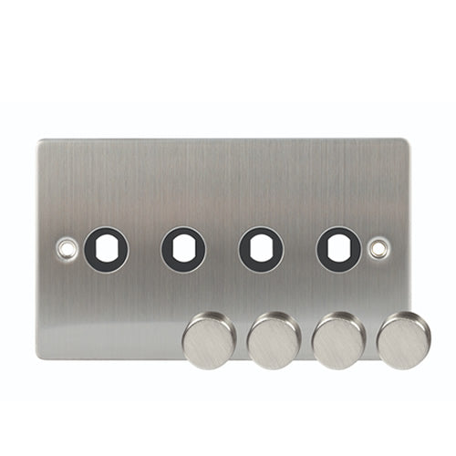 Niglon U-DP4-BC Brushed Chrome 4 Gang Dimmer Plate