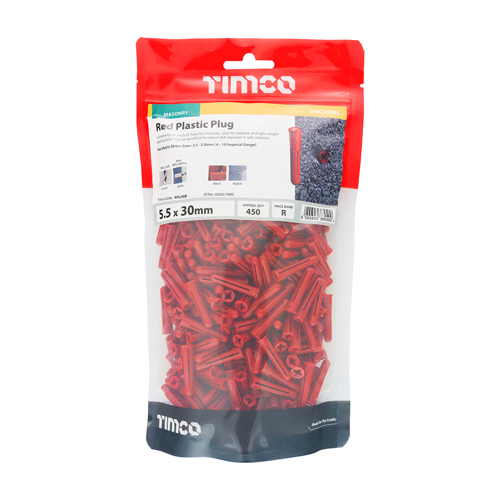 Red Plastic Plug - 30mm - Pack 450