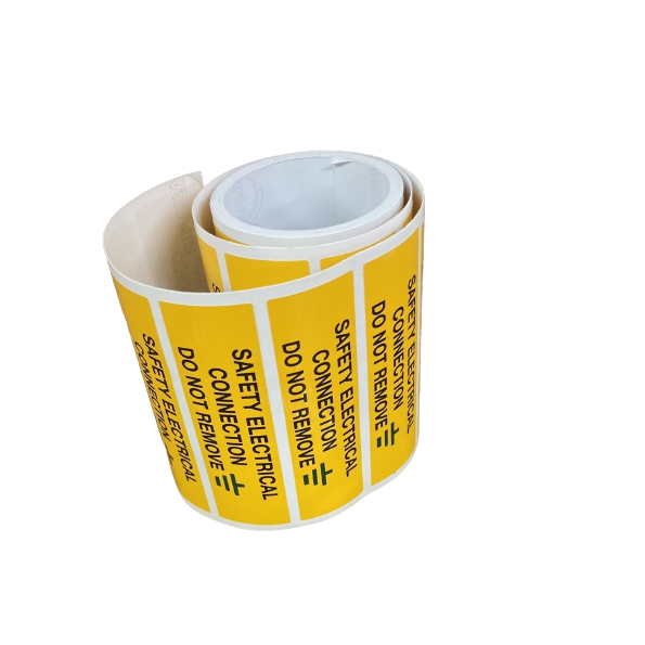 SES WLVLF50YBG Safety Electrical Connection 80mm x 35mm Self Adhesive Label (Roll x 100)