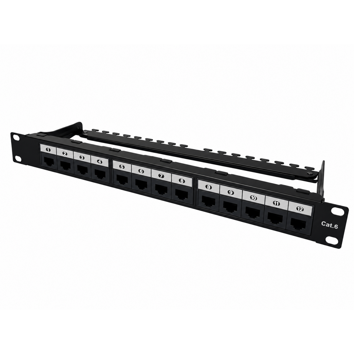 Securiflex SFX/ACC-WC-PP-C6-12-1 1U 12 Port CAT6 180 Degree Patch Panel Black