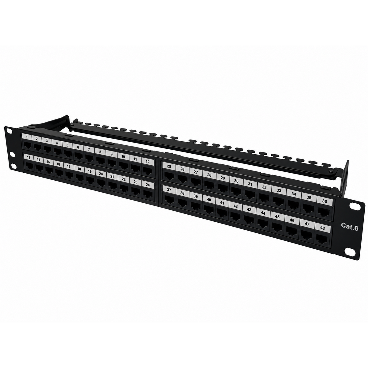 Securiflex SFX/ACC-WC-PP-C6-48-1 1U 48 Port CAT6 180 Degree Patch Panel Black