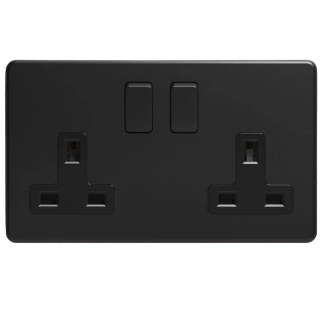 Sockits MB2GS 13A 2 Gang Double Socket Matt Black