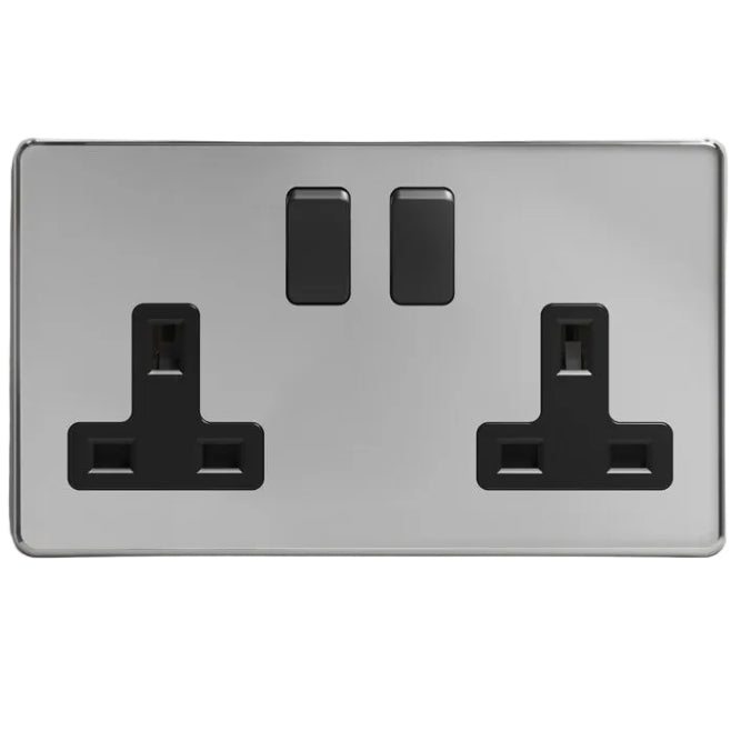 Sockits PC2GS 13A 2 Gang Double Socket Polished Chrome