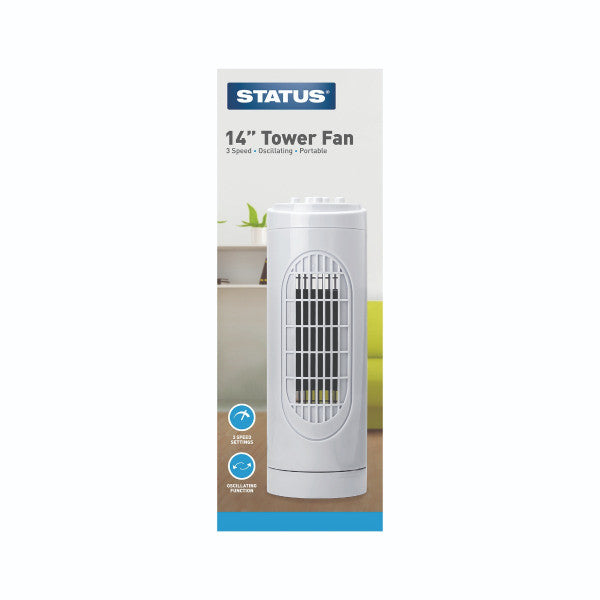 Status S14TOWERFAN 14 Inch Three Speed Oscillating Tower Fan