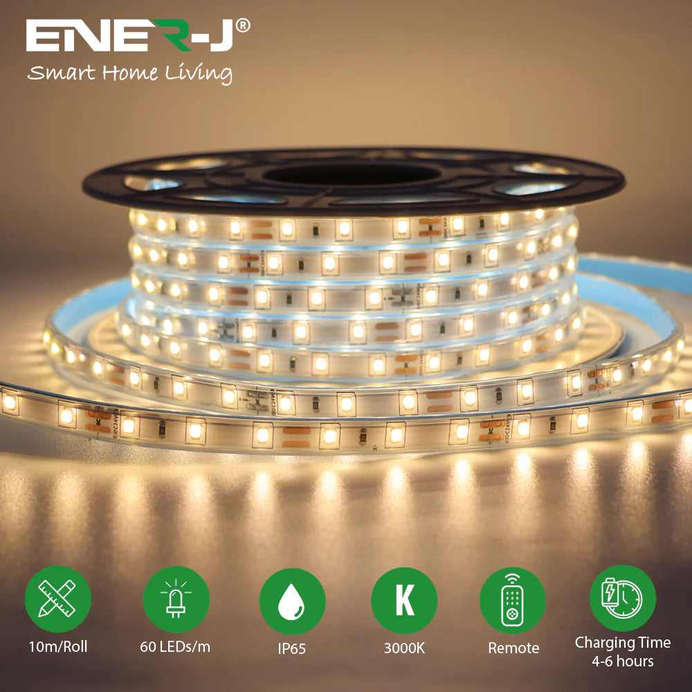 Ener-j T476 Solar Powered LED Strip Lights 10 meters, Warm White