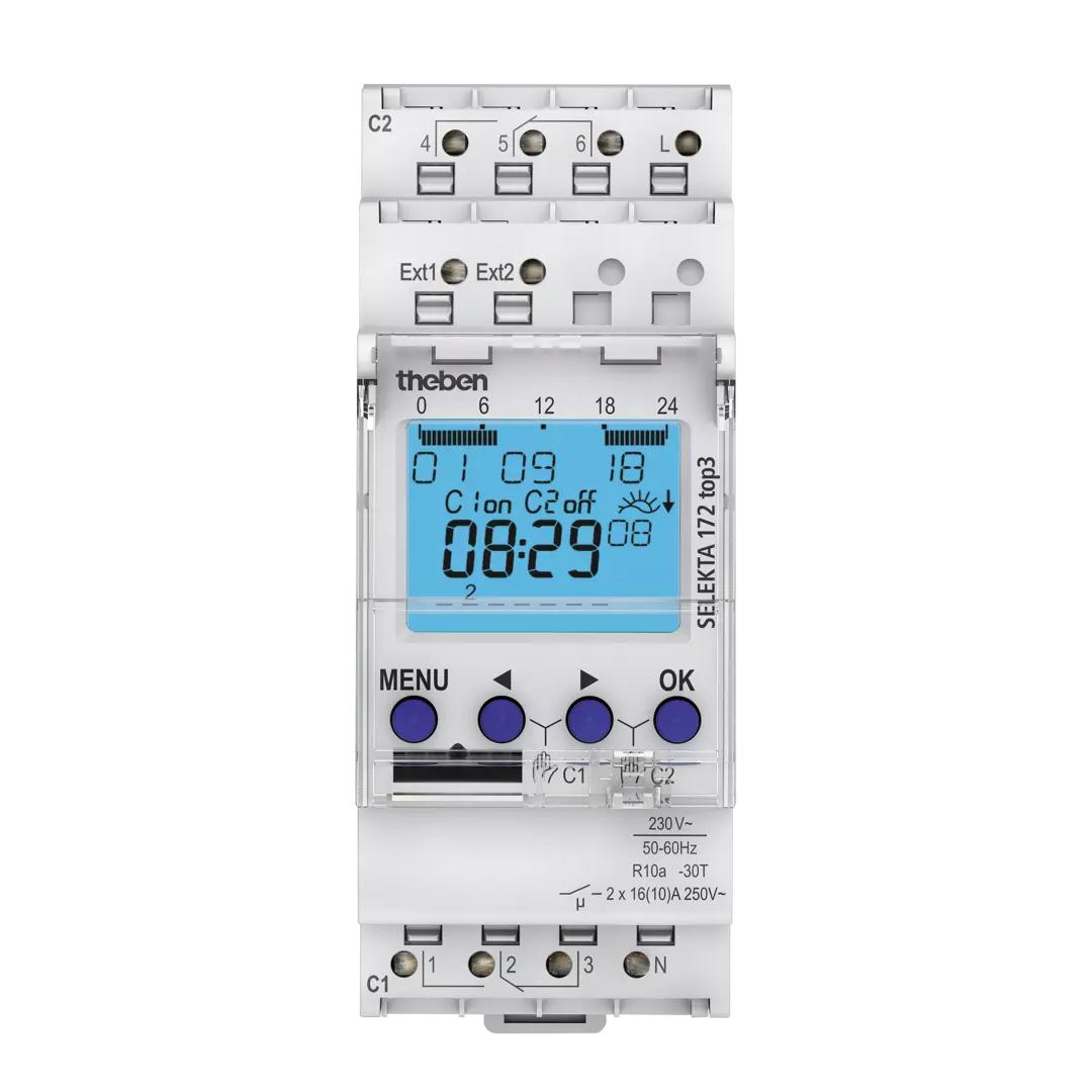 Theben Selekta 172 Top3 Astro Time Switch 2 Channels Pulse Reg/Din Rail/Top-Hat Rail Push Button/Switch 3 Twilight Ranges