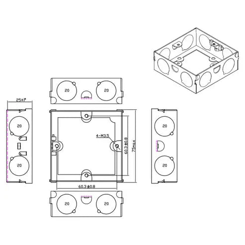 Thrion TH125EXT 1 Gang Flush Galv. Extension Box - 25mm