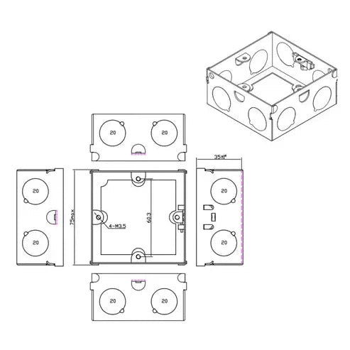 Thrion TH135EXT 1 Gang Flush Galv. Extension Box - 35mm