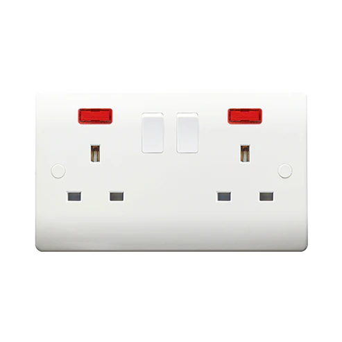 Thrion VN040 13A 2 Gang Double Pole Switched Socket with Neon