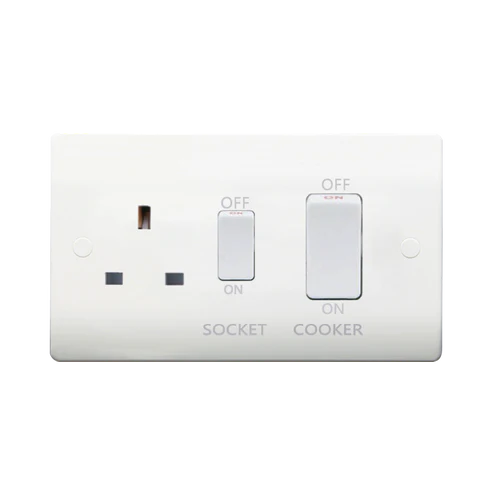Thrion VN208W 45A Double Pole Cooker Control Unit with Switched Socket