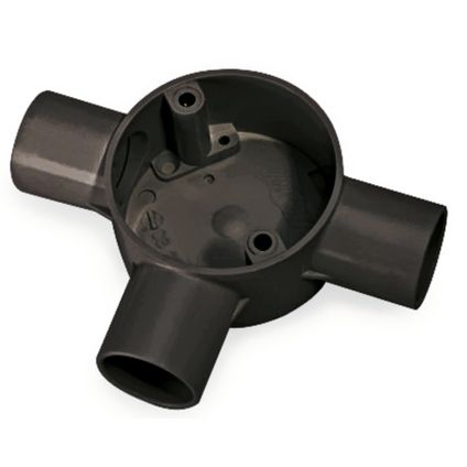 Univolt CB25/3BK 25mm PVC Conduit Tee Box Black
