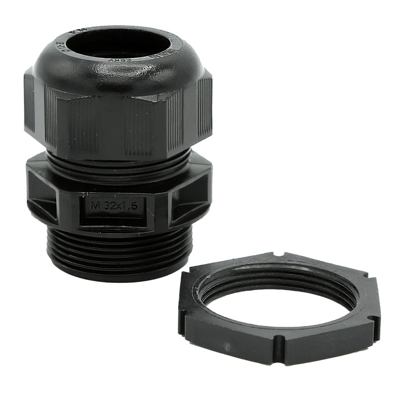 Wiska GLP32 32mm IP68 Gland with Locknut Black