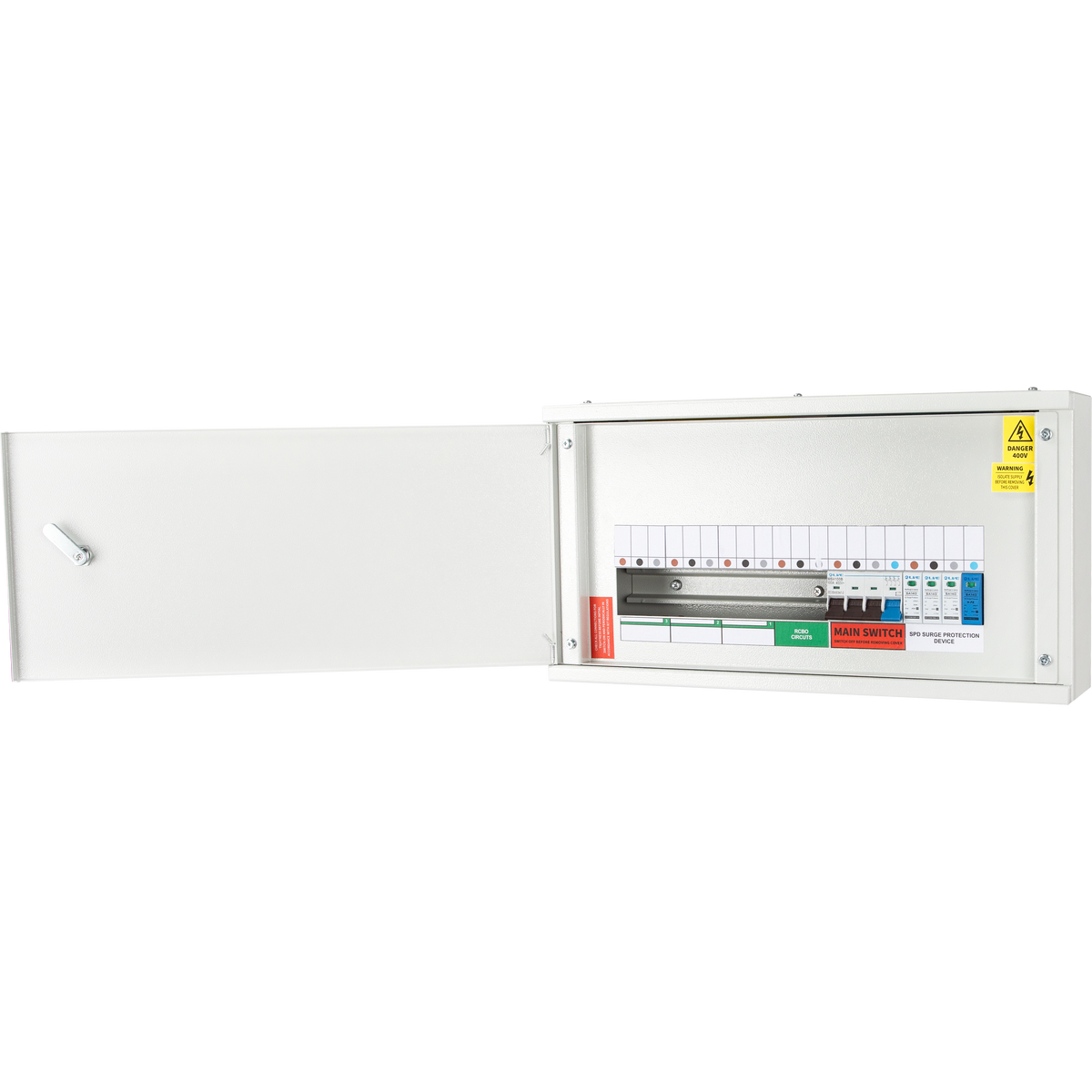 Live Electrical TPNH05-100S 5 Way Horizontal TPN Distribution Board c/w 100A 4P Switch Disconnector Incomer & 4P 20kA/40kA T2 SPD