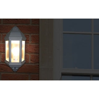 Eterna PIRHL60WH 60W Half Lantern with 120º PIR White