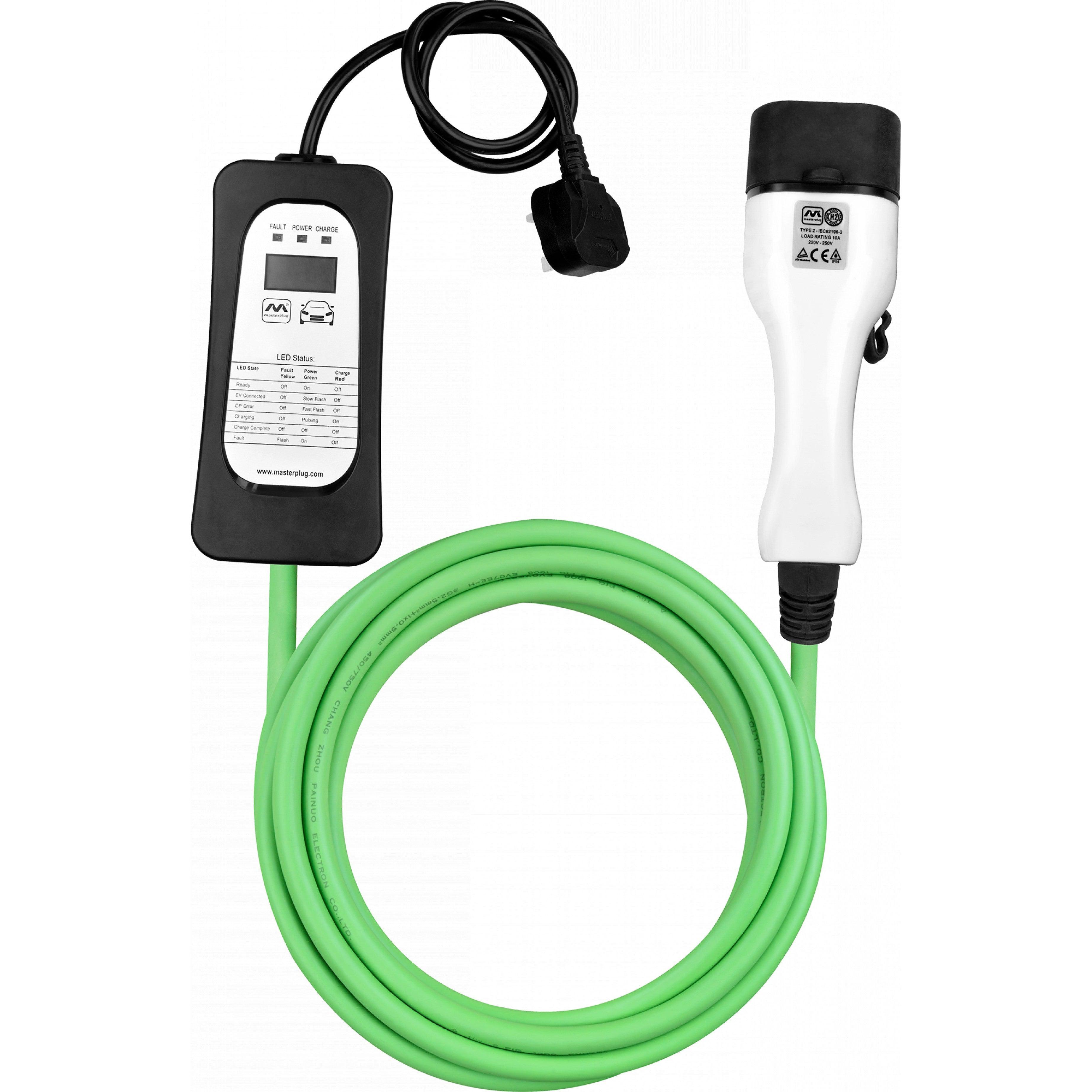 Masterplug 3 Pin UK Plug to Type 2 Plug Mode 2 EV Charger