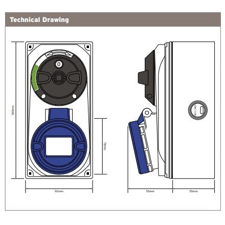 Niglon 16104 16A 2P+E 230V Interlocked Switched Socket IP44