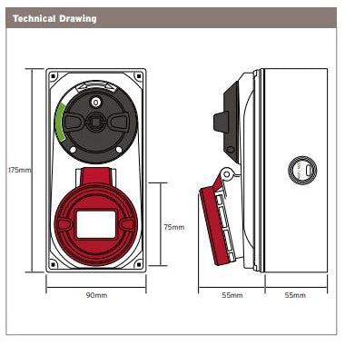 Niglon 16109 16A 3P+N+E 415V Interlocked Switched Socket IP44