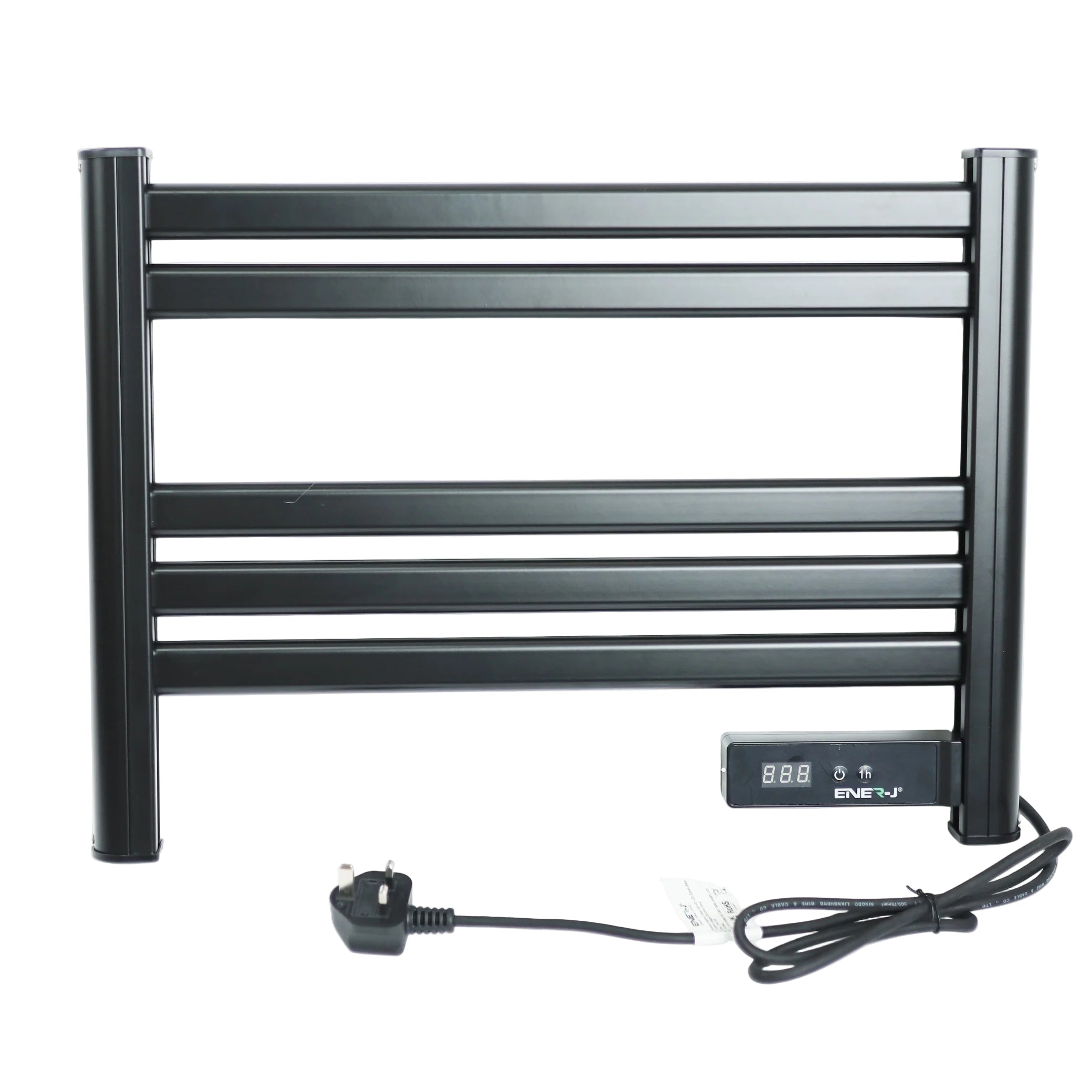 Ener-j IH1046 Infrared Heating Towel Rail LED Screen with BS plug 1.2 m for Bathroom IP24 Black