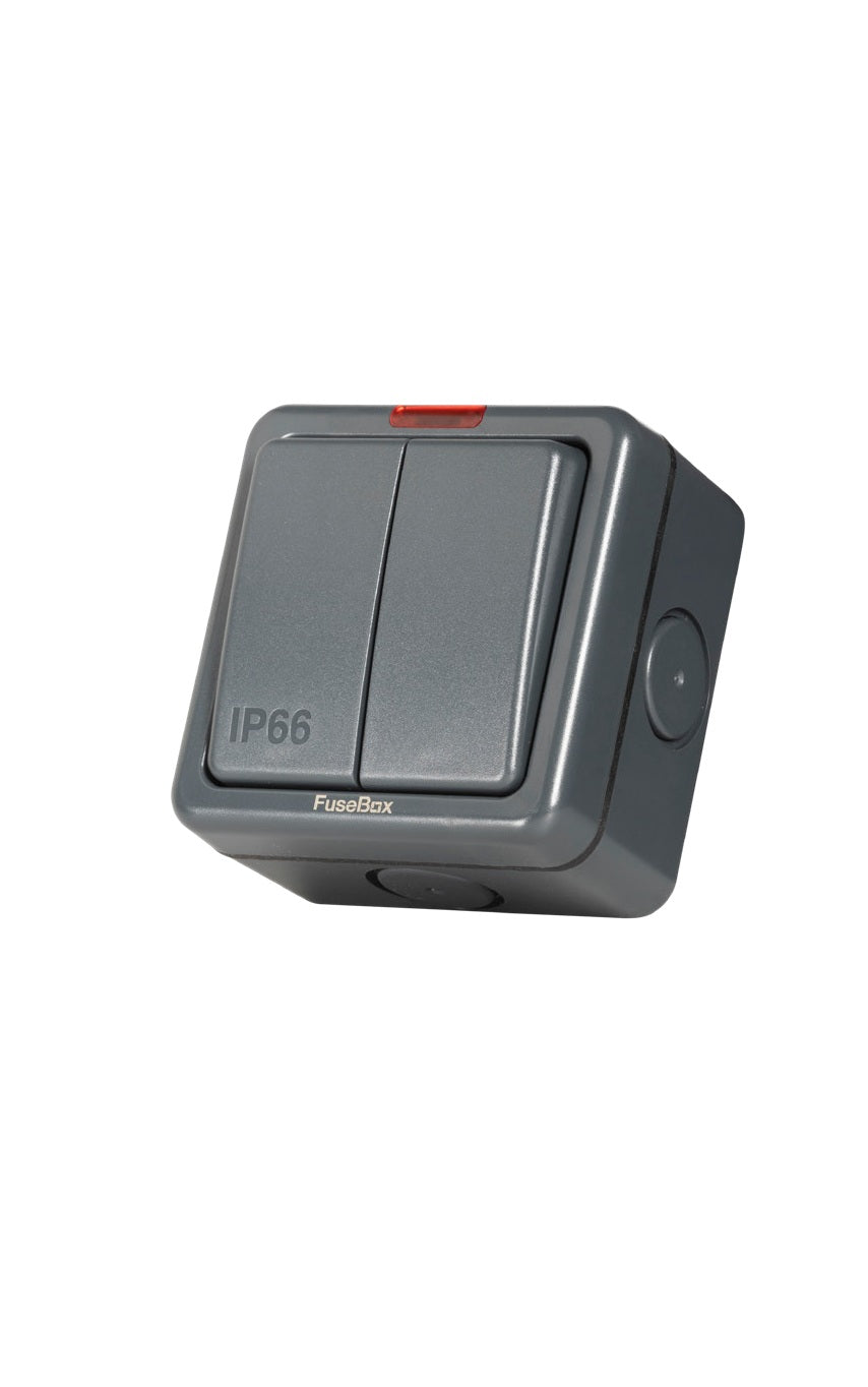 Fusebox W2G2WS 2 Gang 2 Way Neon Switch IP66