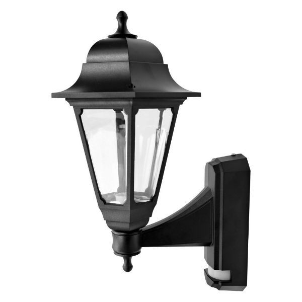 ASD CL/BK100P BC GLS Coach Lantern IP44 Black with PIR