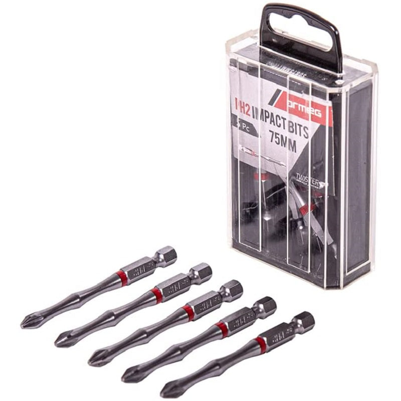 Armeg SDB75MMTTPH2 Tic-Tac PH2 Magnetic Screwdriver Bits - 5 piece