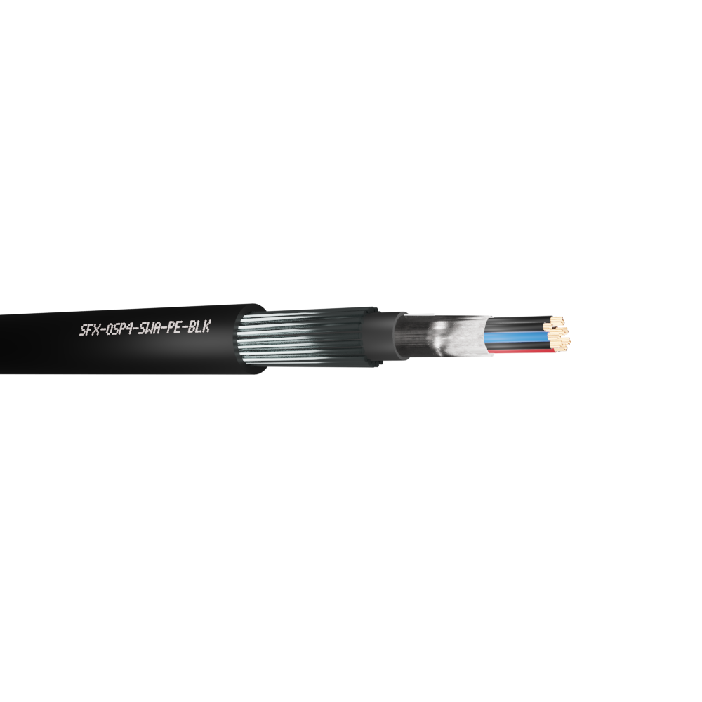 Belden Equivalent OSP4 4 Pair 24AWG Overall Foil Screen 600V SWA PE (9504) Cable