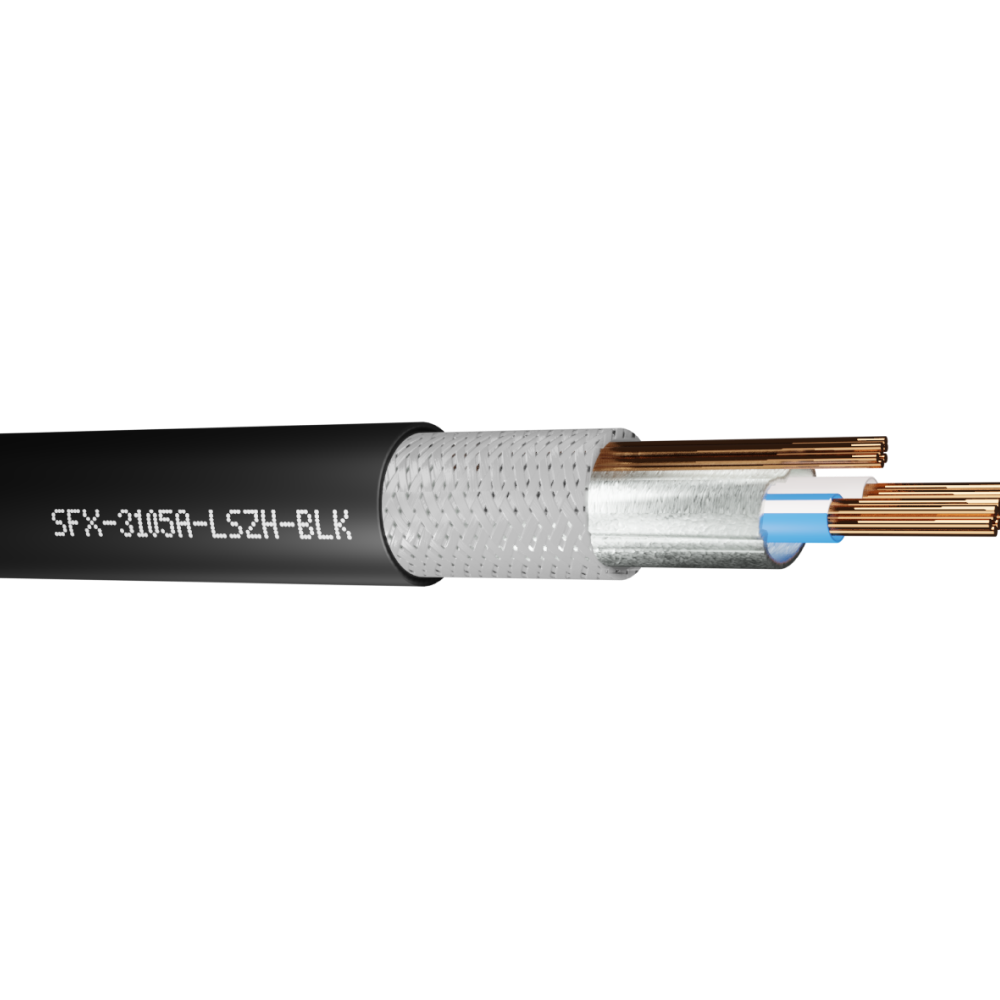 Belden Equivalent SFX/3105A 1 Pair 22AWG Overall Foil and Braided Screen 600V LSZH Cable