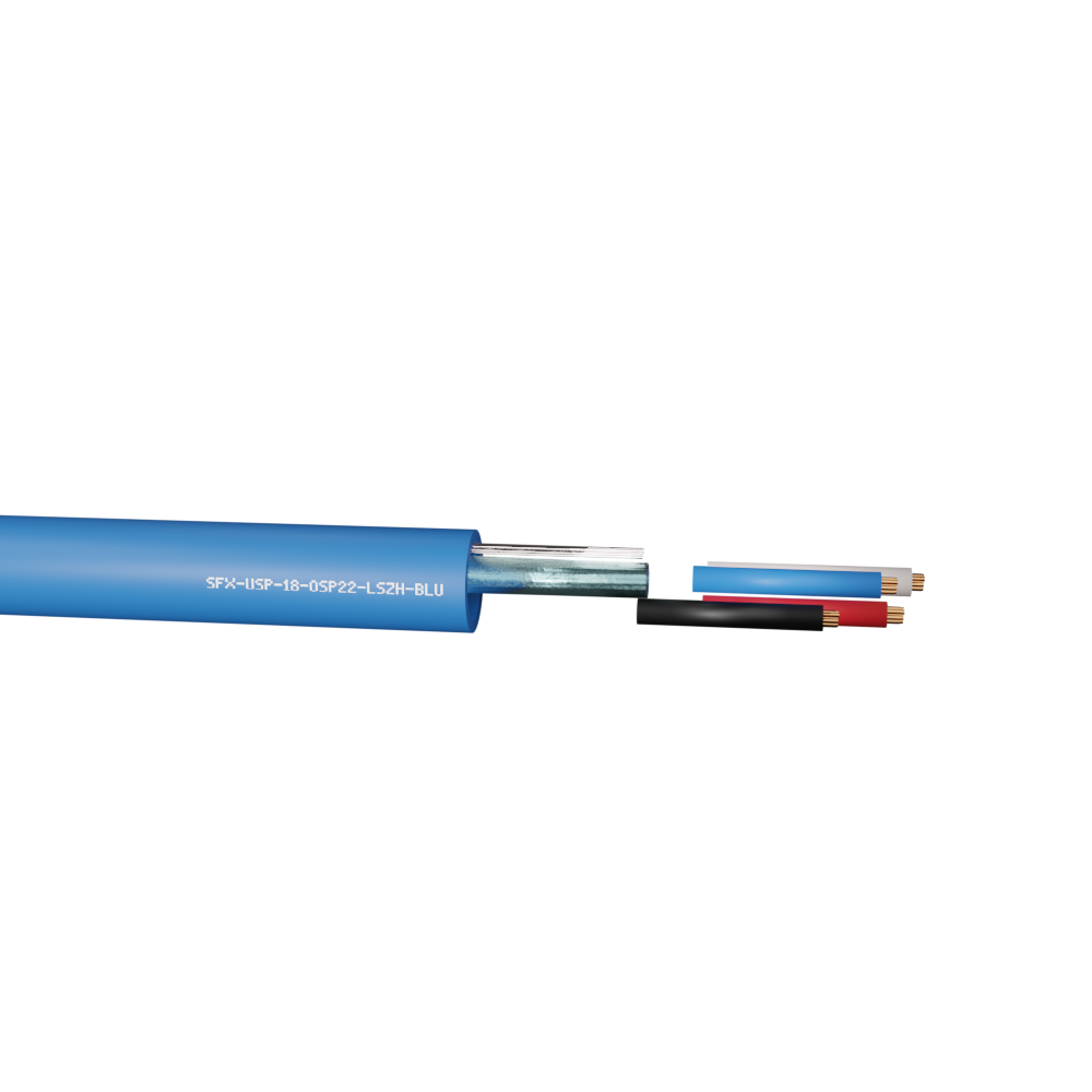 Belden Equivalent USP18-OSP22 1 Pair 18AWG Unscreened, 1 Pair 22AWG Overall Foil Screen LSZH (1822LCCH) Cable