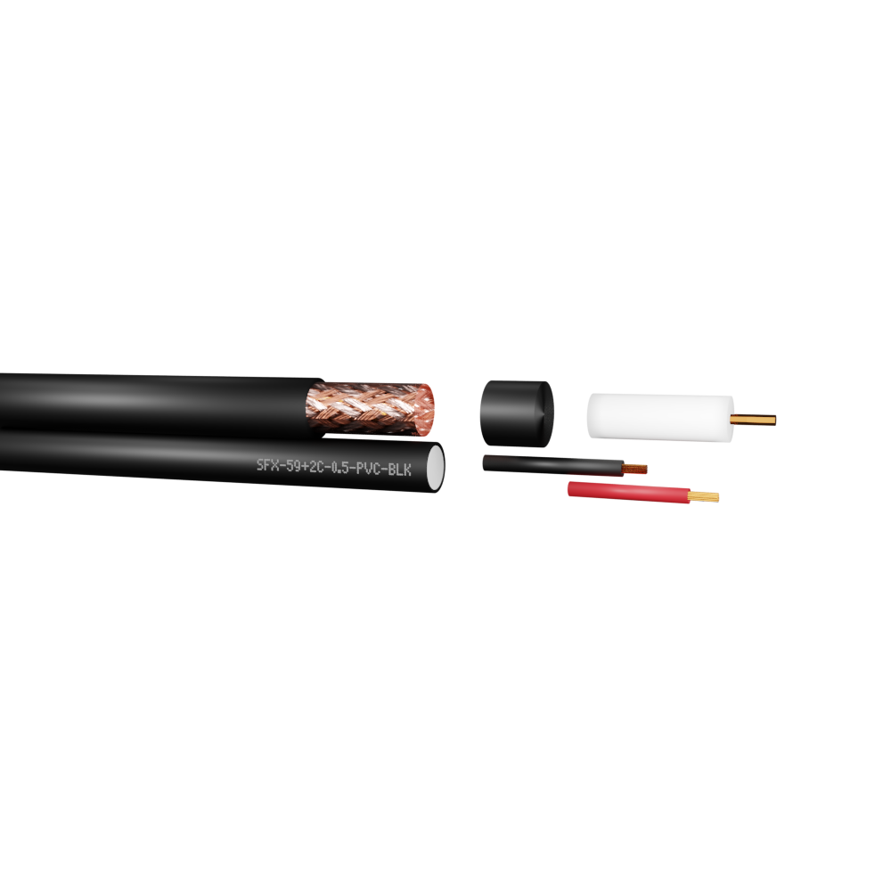 CCTV RG59 Coaxial + 2 Power Cores 0.5mm CCA PVC Cable