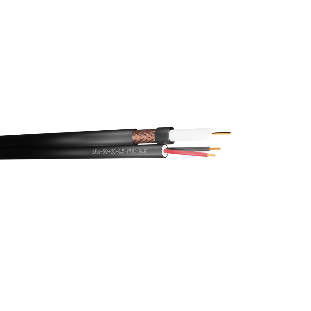 CCTV RG59 Coaxial + 2 Power Cores 0.5mm CCA PVC Cable