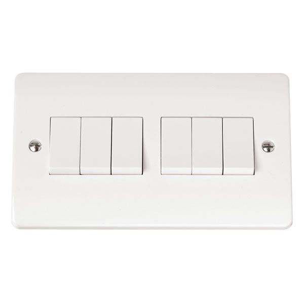 Click CMA105 Mode 10A 6 Gang 2 Way Light Switch White