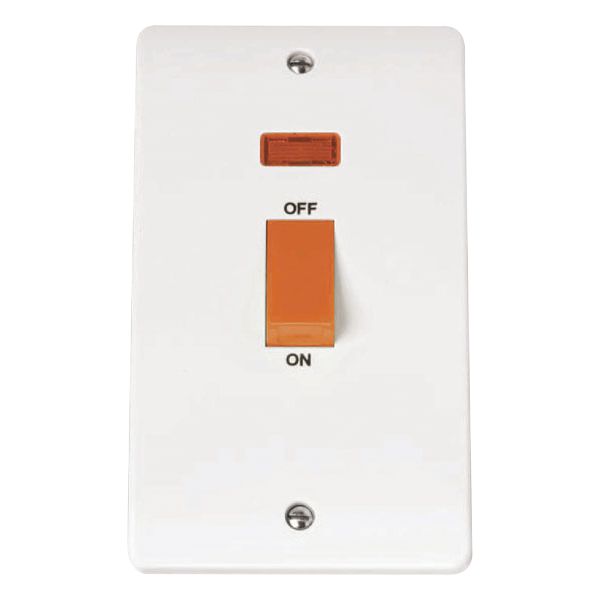 Click CMA203 Mode 45A DP 2 Gang Vertical Switch with Neon and Red Rocker