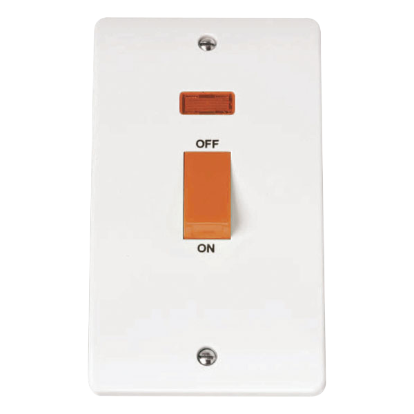 Click CMA203 Mode 45A DP 2 Gang Vertical Switch with Neon and Red Rocker
