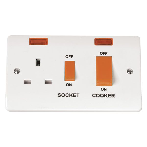 Click CMA205 Mode 45A DP Cooker Control Unit with Neon and Red Rocker