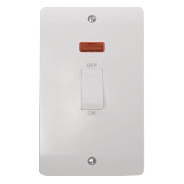 Click CMA503 Mode 45A DP 2 Gang Vertical Switch with Neon