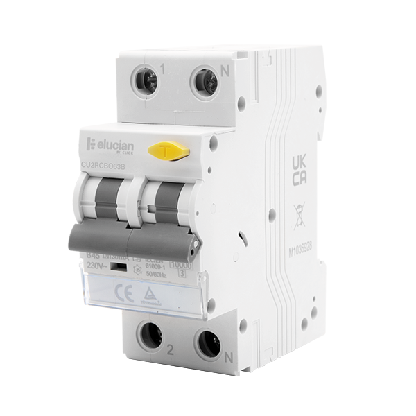 Click Elucian CU2RCBO63B DP 63A RCBO B Curve 6kA 30mA Type A