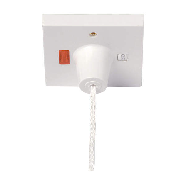 Click PRW210 Polar 45A DP Ceiling Pull Cord Switch with Neon White